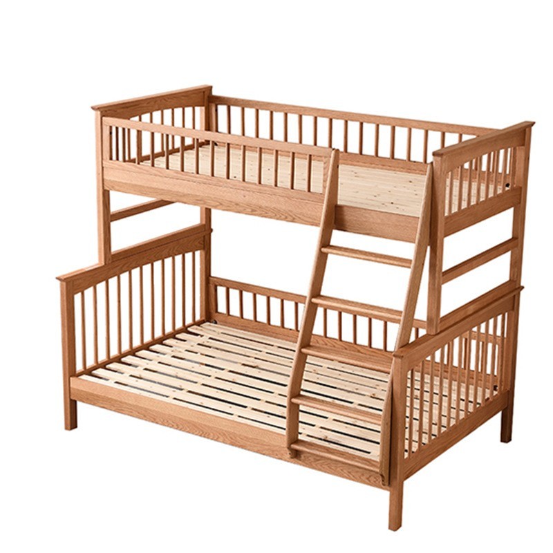 全实木上下铺北欧风白蜡木子母床可拆分双层儿童床红橡木高低床子图5