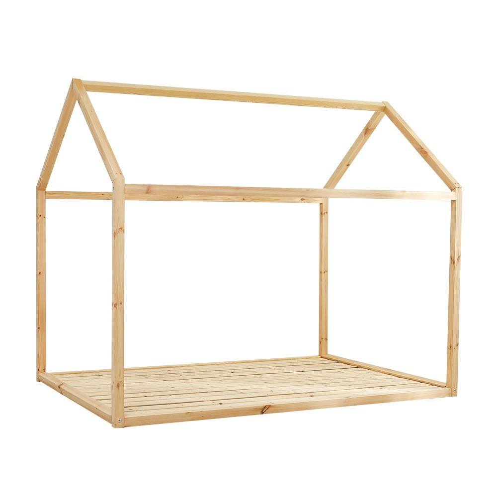 ins创意款小房子儿童床落地木架床北欧风5*5cm实木房子床拍摄道具图5