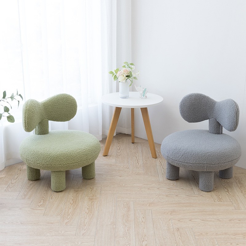 北欧创意儿童小沙发宝宝仿羊羔毛TY休闲椅客厅设计师款换鞋凳矮凳图5
