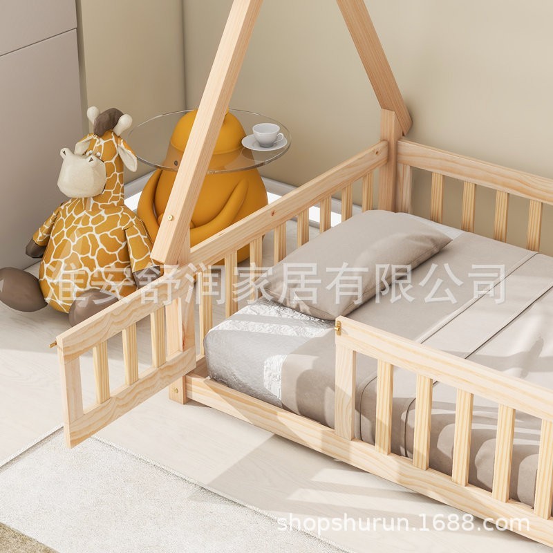 定制地台床实木儿童蒙氏儿童床幼儿宝宝床飞屋床护栏地板床大户型