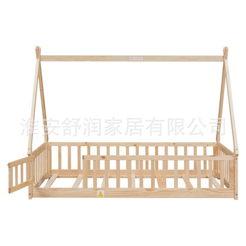 定制地台床实木儿童蒙氏儿童床幼儿宝宝床飞屋床护栏地板床大户型图4
