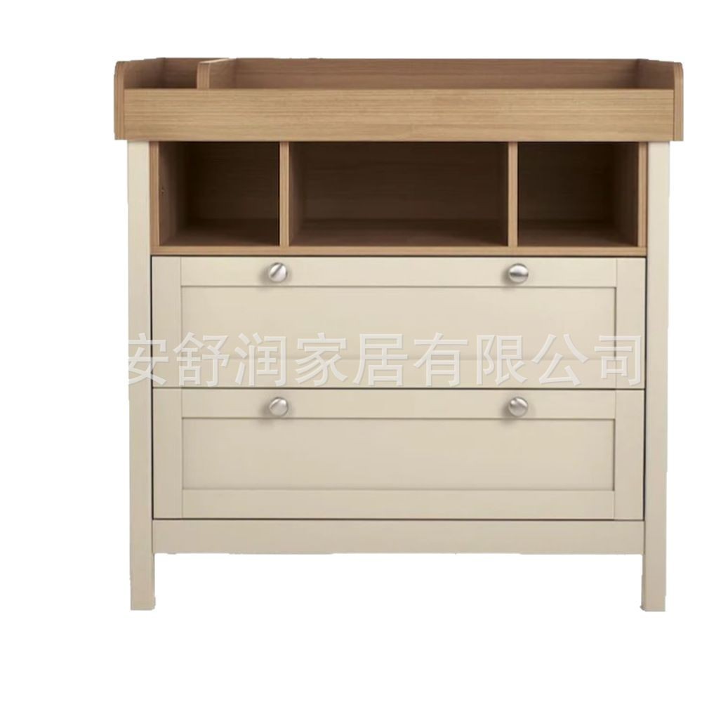 外贸定制3件套榉木婴儿床婴儿换尿布的床尿布台卧室儿童衣柜橱柜图4