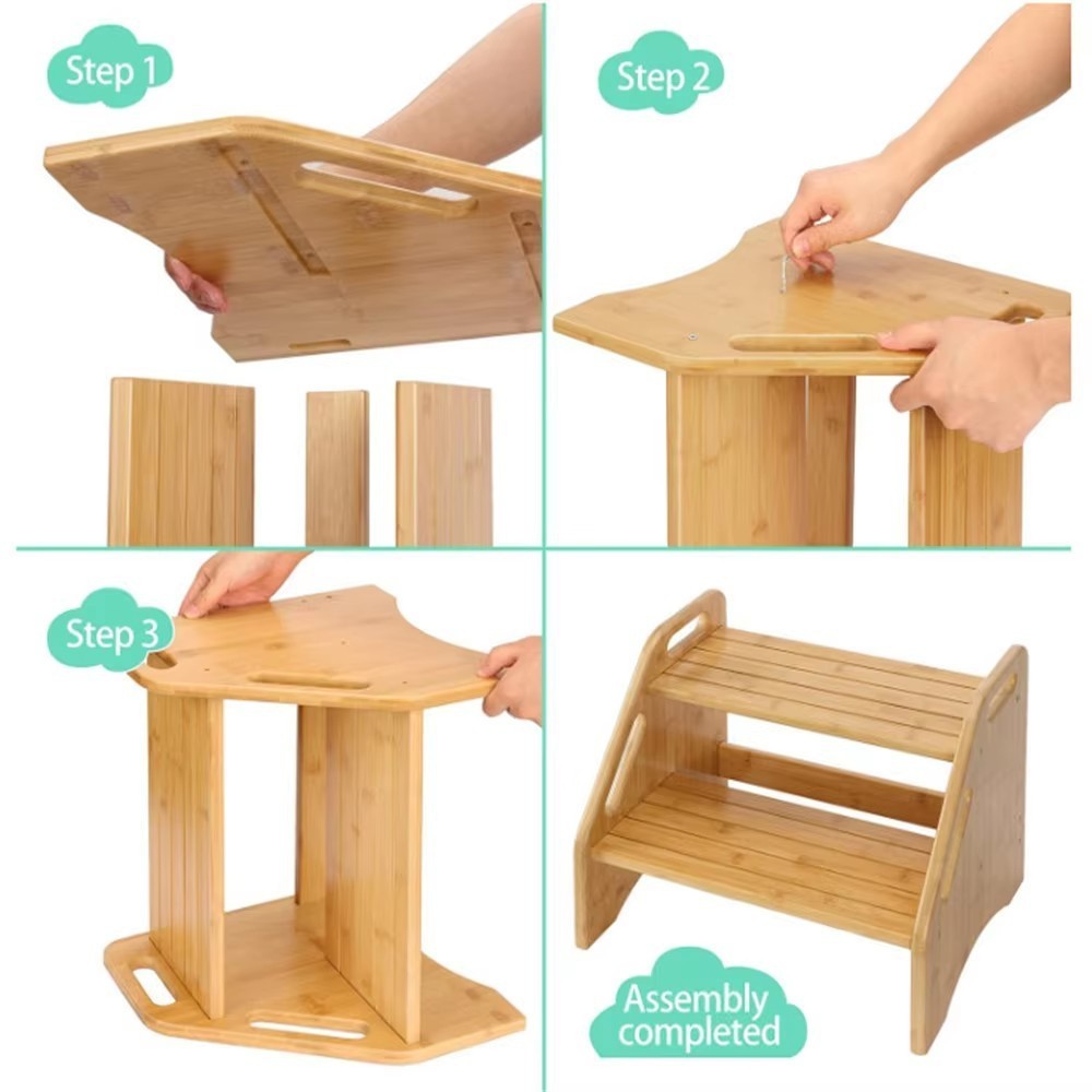 木质台阶凳儿童马桶脚踏凳宝宝阶梯垫脚蹬浴室脚踩洗漱凳子图2