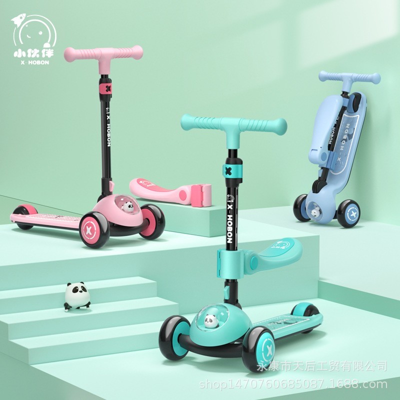 滑板车2-3-6岁儿童小孩滑板车发光太空舱溜溜车图3