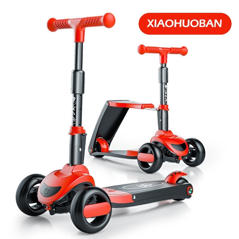 儿童滑板车1-3-6-12岁小孩三合一可坐溜溜车宝宝踏板滑板车闪光轮