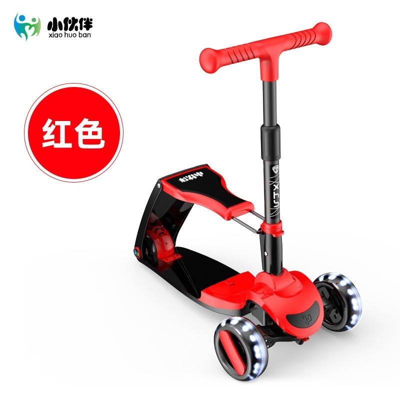 儿童滑板车1-3-6-12岁小孩三合一可坐溜溜车宝宝踏板滑板车闪光轮图2