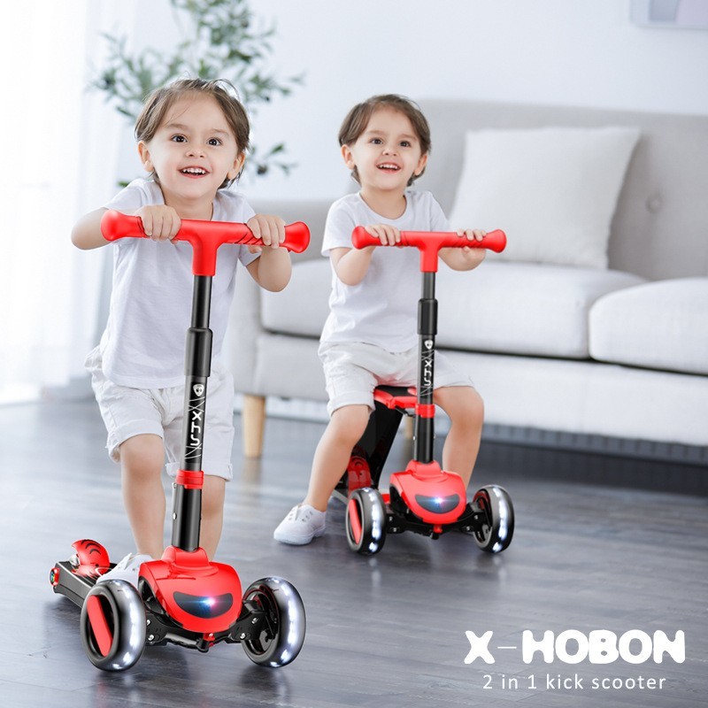 儿童滑板车1-3-6-12岁小孩三合一可坐溜溜车宝宝踏板滑板车闪光轮图4