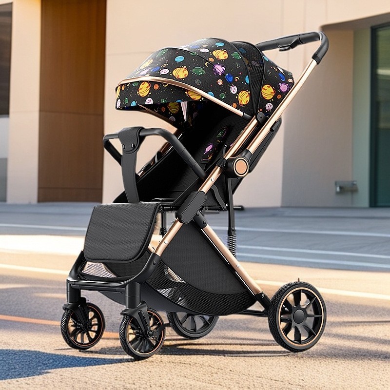 婴儿推车可坐可躺轻便折叠高景观双向推行新生遛娃神器图2