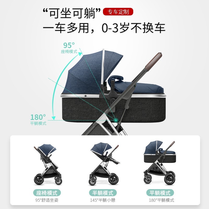婴儿推车可坐可躺轻便折叠双向高景观新生儿童宝宝手推车床图5