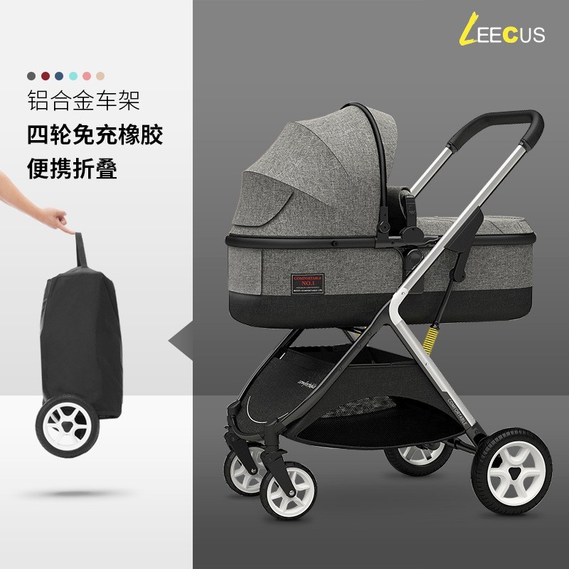 婴儿推车可坐可躺简易轻便折叠高景观双向避震新生儿童宝宝车图2