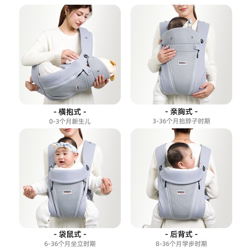 新款婴儿背带婴幼儿宝宝四季外出抱娃解放抱抱托背带新生儿图2