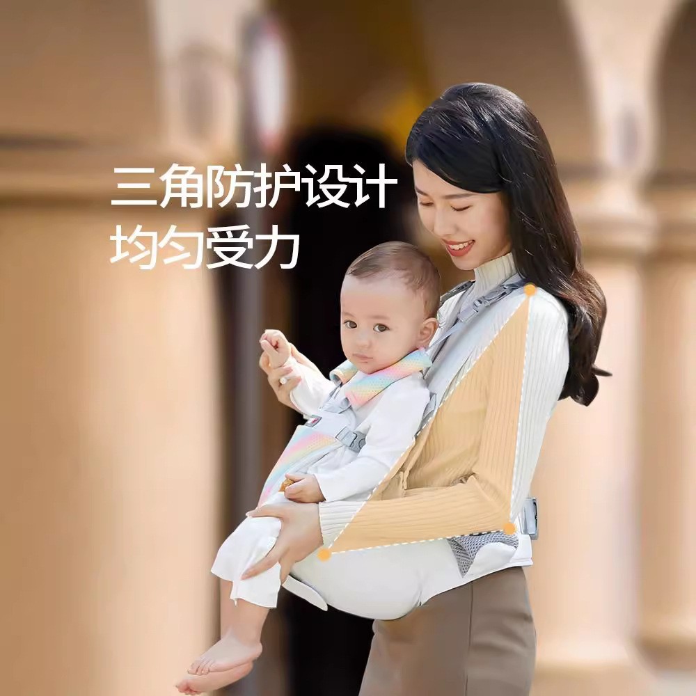 7.5cm专利婴儿背带腰凳彩虹款四季透气多功能护腰带娃神器定制图2