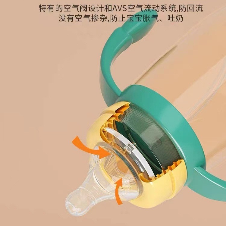 儿童吸管奶瓶1-3带柄刻度PPSU学饮杯防呛防漏防摔宽口奶瓶图3