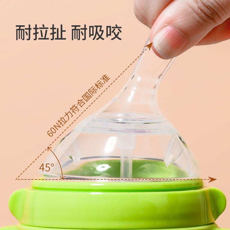 婴儿防摔奶瓶宝宝吸管鸭嘴奶瓶儿童大口径带手柄硅胶奶瓶图2