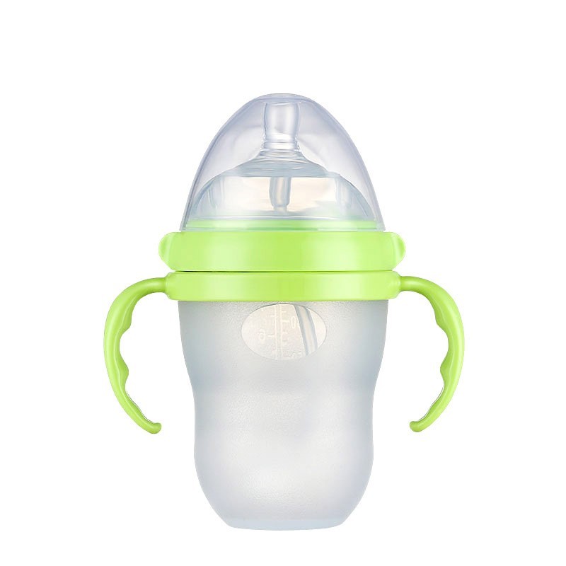 婴儿防摔奶瓶宝宝吸管鸭嘴奶瓶儿童大口径带手柄硅胶奶瓶图5