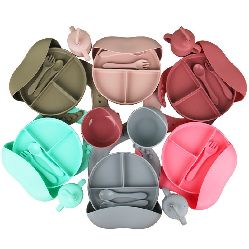 儿童餐具喂养套装婴儿硅胶碗叉子勺宝宝辅食碗餐盘食品级硅图5