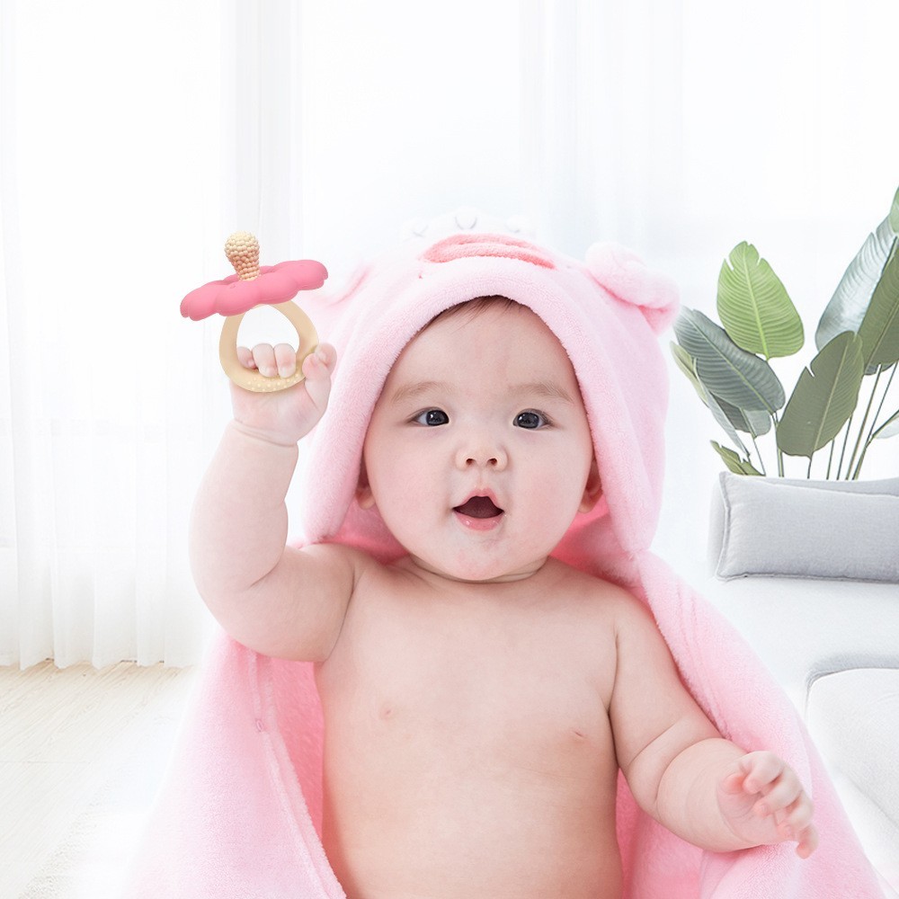 热销硅胶牙胶防吃手可水煮咬咬乐花朵磨牙棒安抚固齿磨牙婴儿牙胶图4