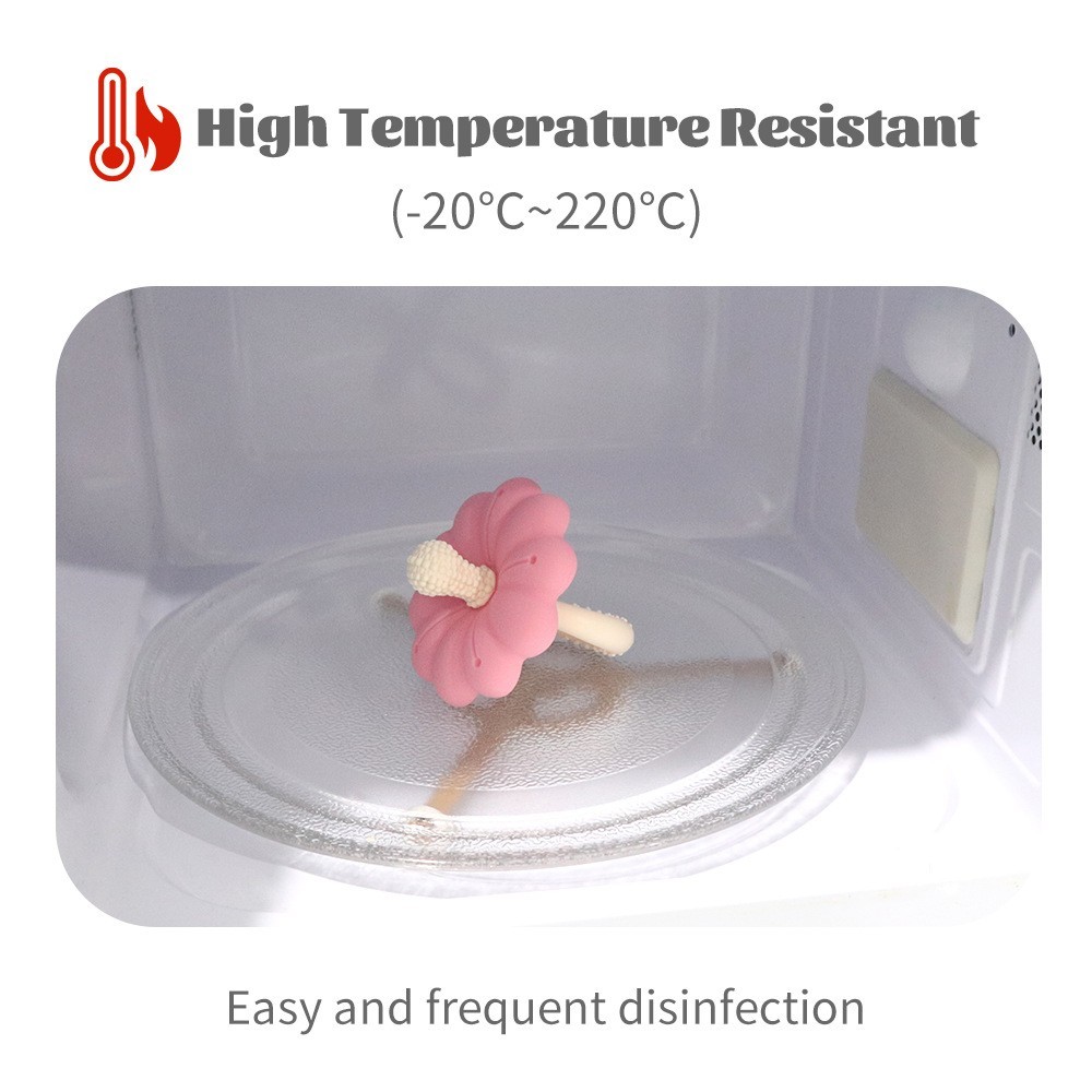 热销硅胶牙胶防吃手可水煮咬咬乐花朵磨牙棒安抚固齿磨牙婴儿牙胶图2