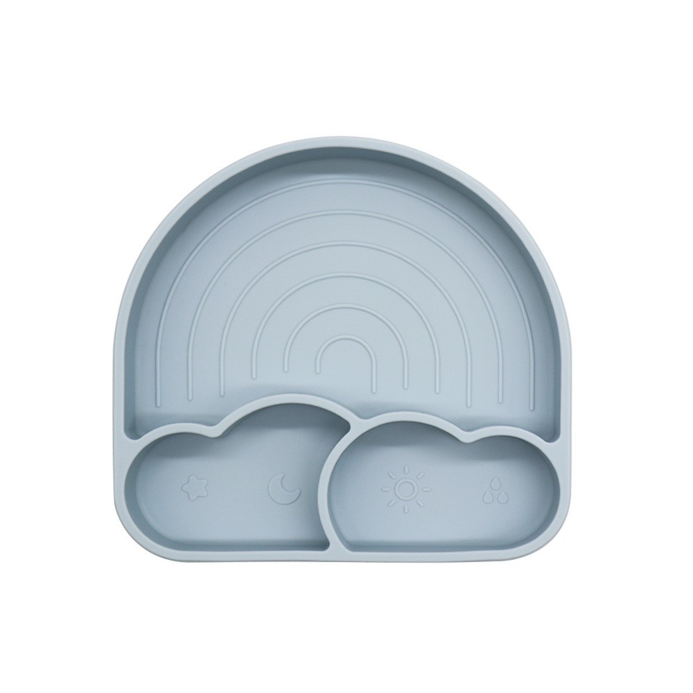 跨境ins婴儿童吸盘式三分格辅食餐盘 宝宝带透明盖食品级硅胶餐盘图4