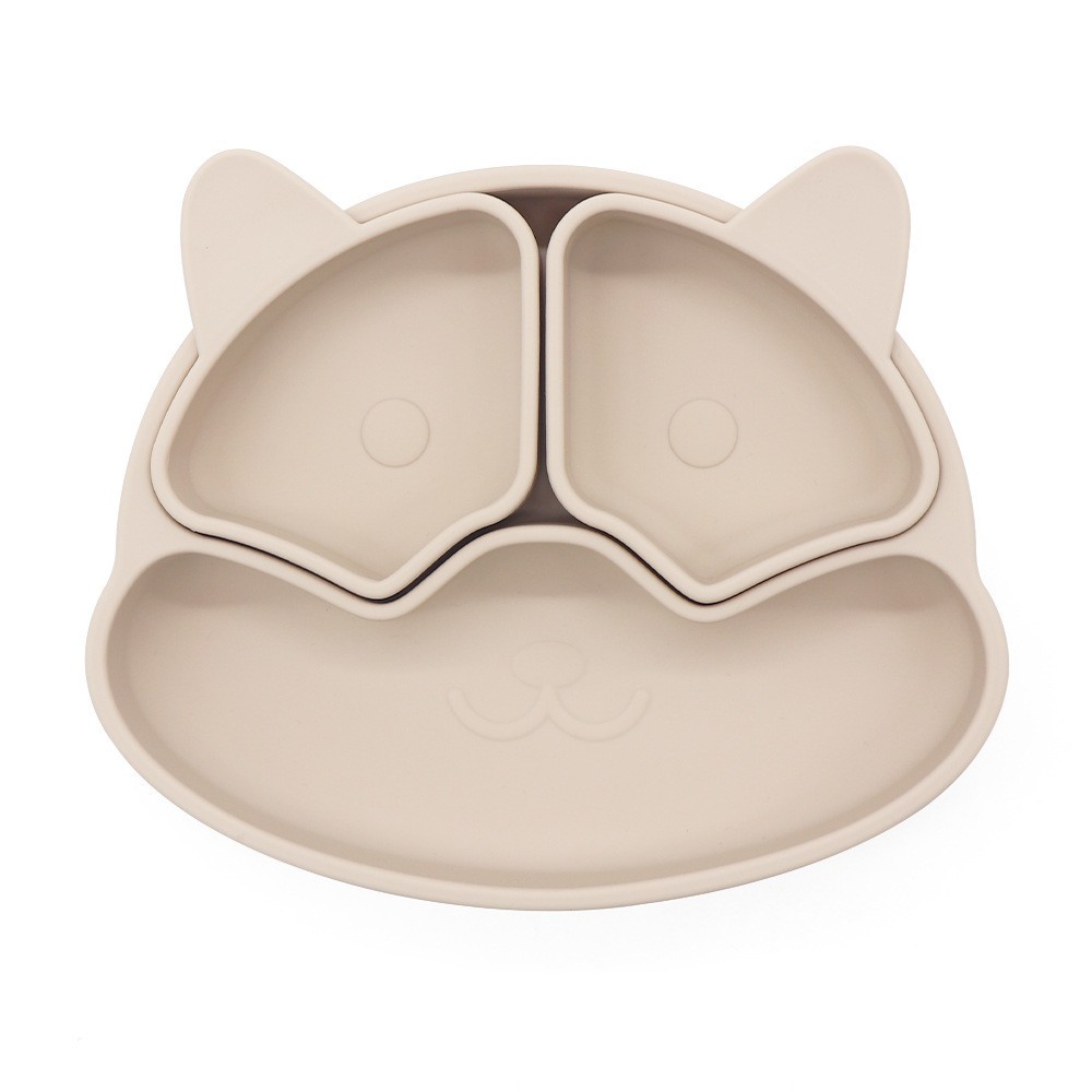 儿童食品级硅胶防摔餐具带吸盘辅食碗宝宝吸附桌面可拆卸分格餐盘图5