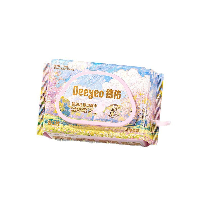 桃叶款湿纸巾新生婴儿手口专用家用湿巾纸80抽*5包图5