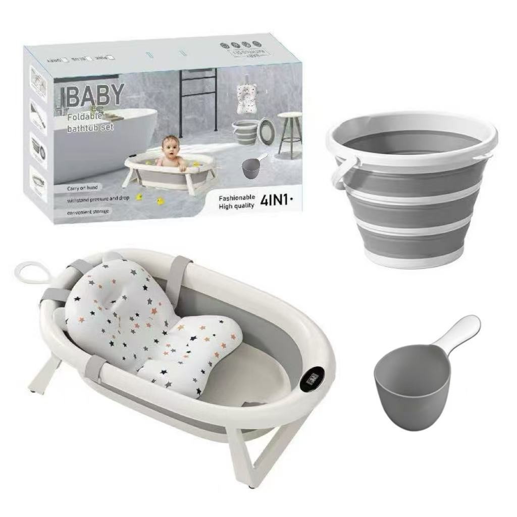 厂家儿童洗澡盆宝宝婴幼儿坐躺大号浴桶小孩家用椭圆折叠浴盆