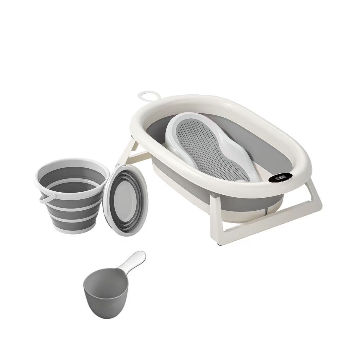 厂家儿童洗澡盆宝宝婴幼儿坐躺大号浴桶小孩家用椭圆折叠浴盆图5