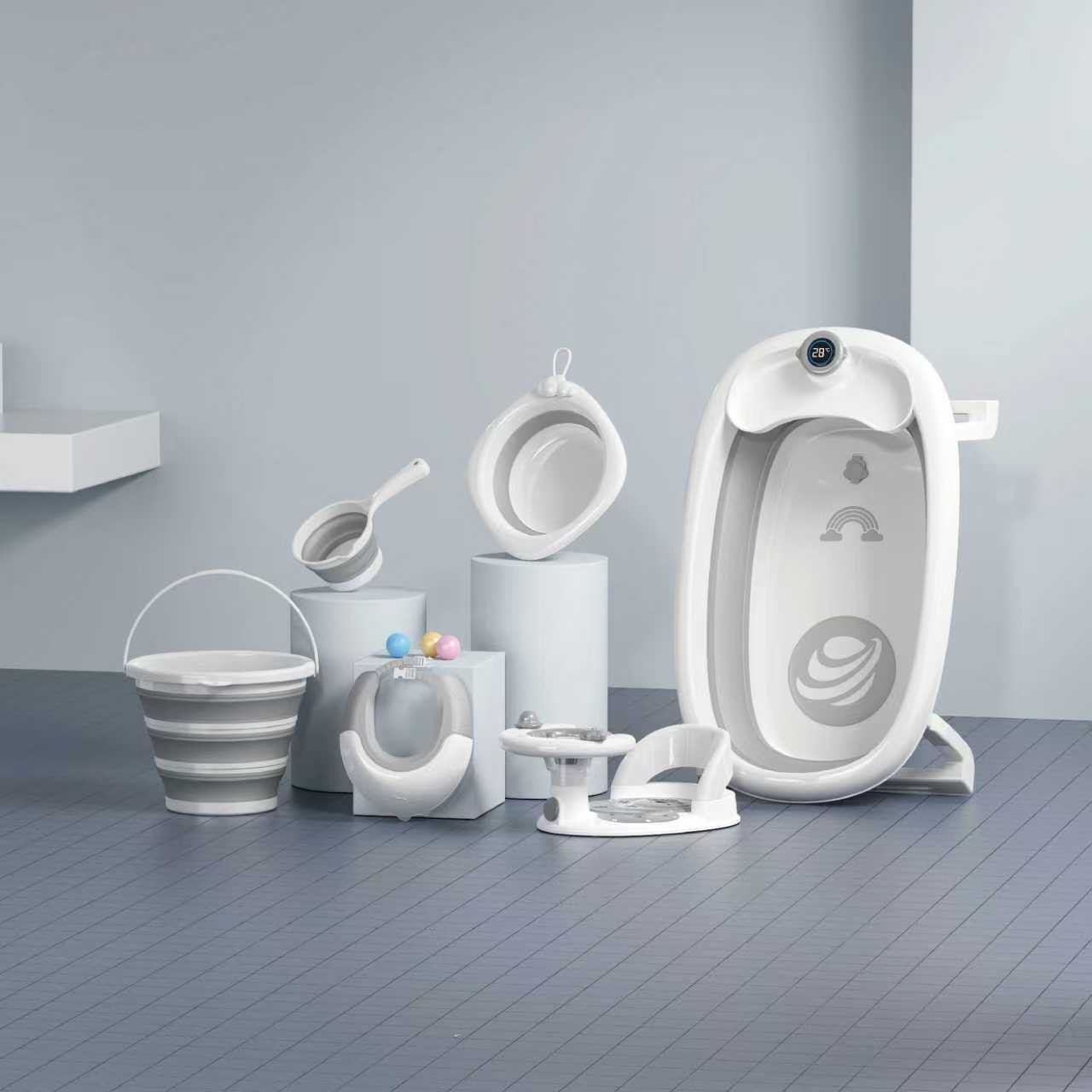 洗澡盆浴盆宝宝可折叠幼儿坐躺大号浴桶小孩家用儿童浴盆6件套图4