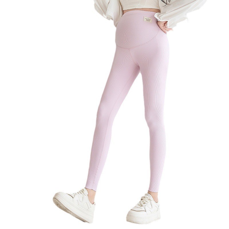 春秋法式螺纹全腰无缝弹力托腹孕妇打底裤无痕贴合肌肤瑜伽裤图5