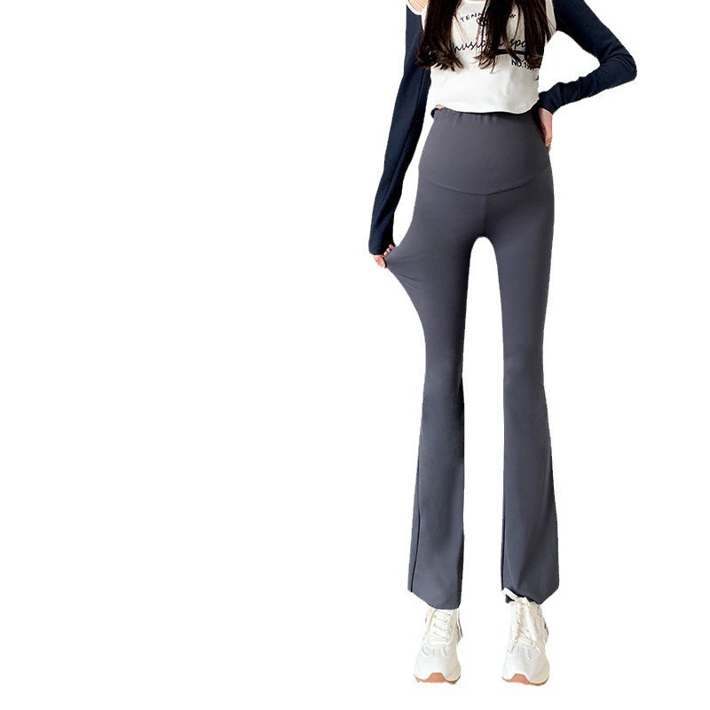 孕妇高腰可调节升级版显瘦高弹喇叭裤打底裤春秋遮肉塑形提臀托腹图5