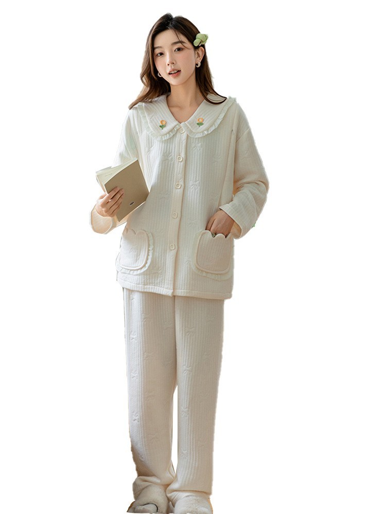 孕妇装睡衣空气棉夹层产妇产后哺乳喂奶月子服两件套宽松舒适设计图5