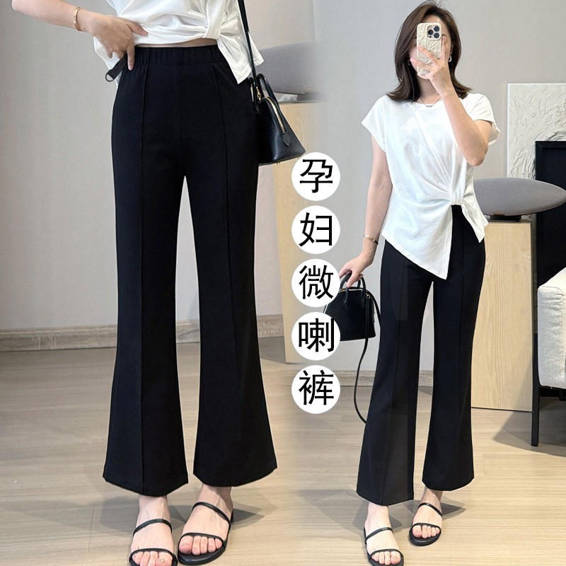 孕期穿搭显瘦孕妇喇叭裤2026春季新品显瘦小个子外穿无托腹九分裤图4