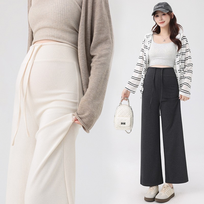 小个子孕妇直筒裤2026春季新品抽绳无托腹产后可穿百搭通勤不勒肚