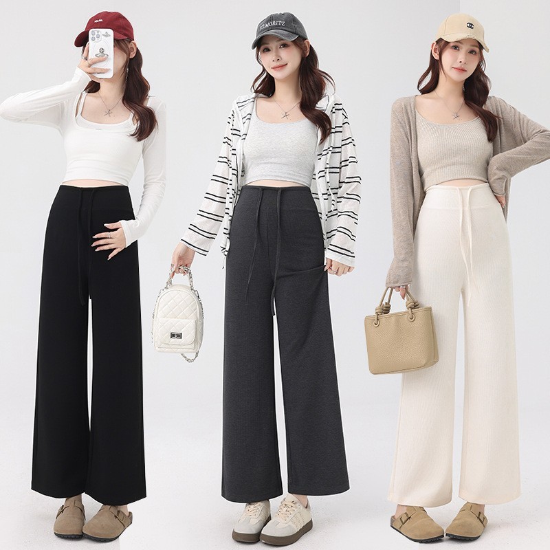 小个子孕妇直筒裤2026春季新品抽绳无托腹产后可穿百搭通勤不勒肚图3