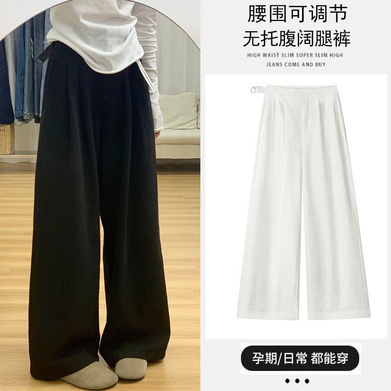 孕妇阔腿裤春季女2026新款无托腹春夏不勒肚子产后可穿阔腿裤子图3