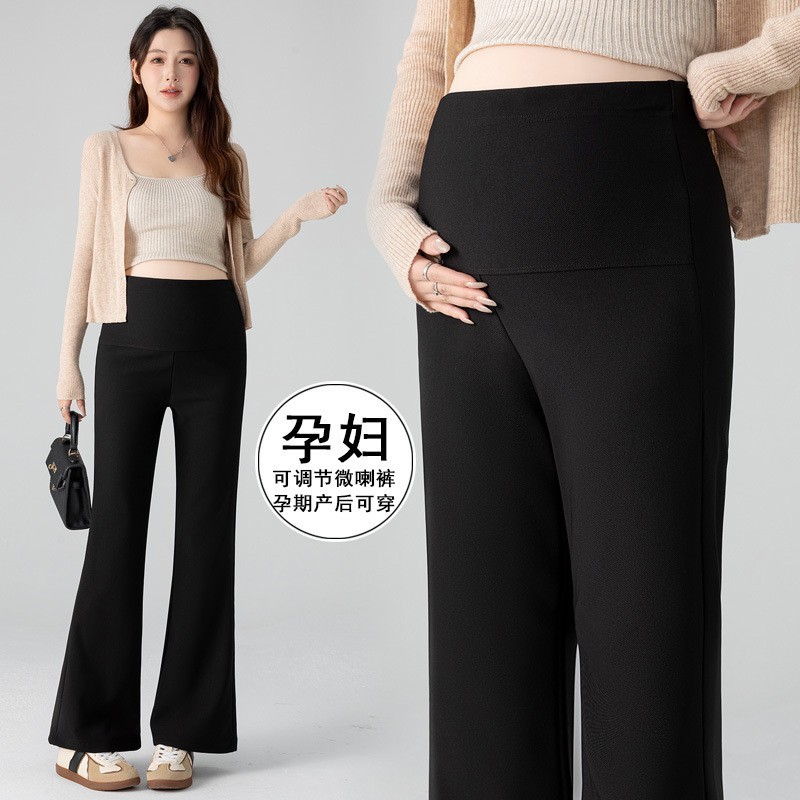 孕妇裤黑色春季新款2026窄版九分弹力高腰托腹直筒小个子微辣裤