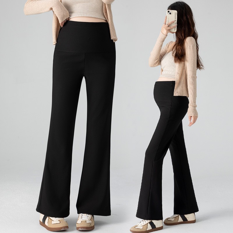 孕妇裤黑色春季新款2026窄版九分弹力高腰托腹直筒小个子微辣裤图3