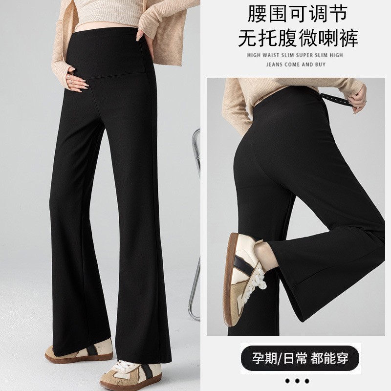 孕妇裤黑色春季新款2026窄版九分弹力高腰托腹直筒小个子微辣裤图4