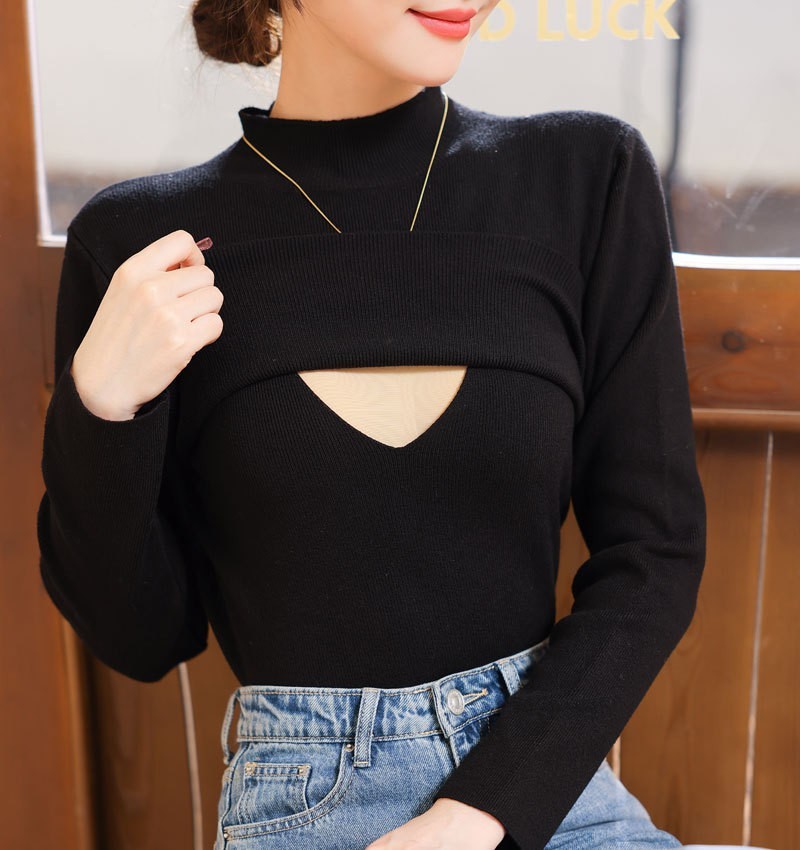 秋冬加厚孕产妇哺乳毛衣辣妈产后时尚保暖百搭喂奶上衣图2