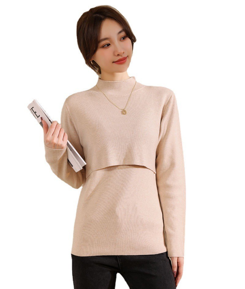 秋冬加厚孕产妇哺乳毛衣辣妈产后时尚保暖百搭喂奶上衣图3