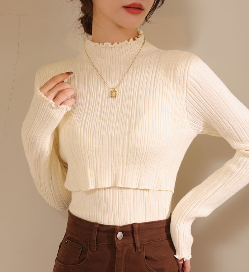 秋冬加厚木耳领哺乳毛衣产后辣妈百搭保暖打底喂奶衣洋气孕妇装图4