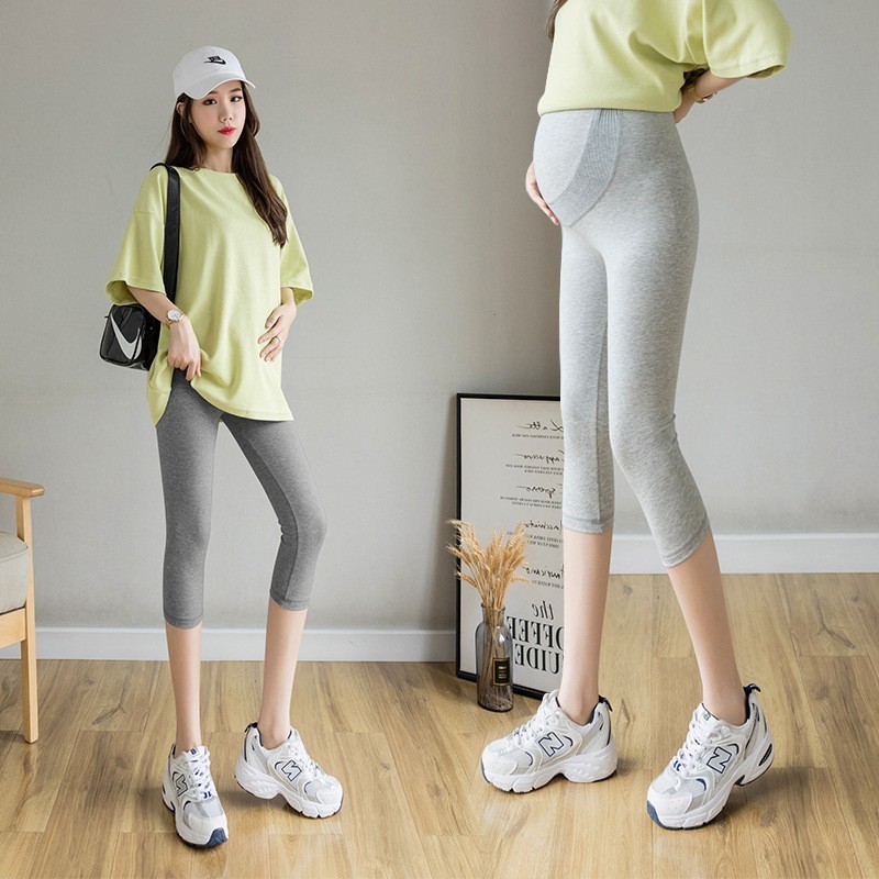 孕妇裤夏季薄款七分打底裤修身时尚高腰托腹孕妇夏装外穿孕妇裤子图5