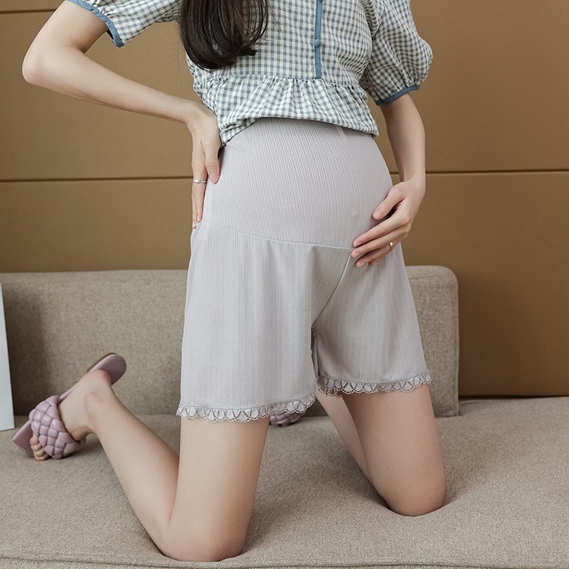 孕妇打底裤夏季安全裤防走光薄款宽松大码孕妇短裤冰丝高腰托腹裤图3