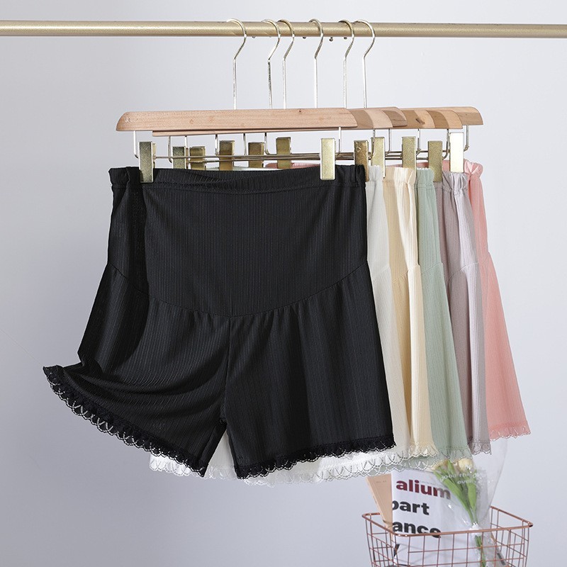 孕妇打底裤夏季安全裤防走光薄款宽松大码孕妇短裤冰丝高腰托腹裤图2