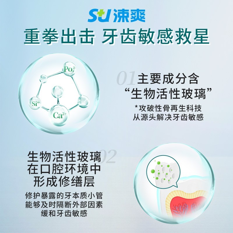 涑爽抗敏感牙膏脱敏孕妇牙周护理舒缓牙龈口腔生物活性玻璃图5