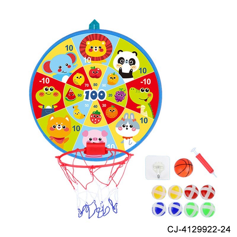 跨境儿童篮球框二合一黏黏球飞镖盘投篮框室内运动玩具抛接球早教图4
