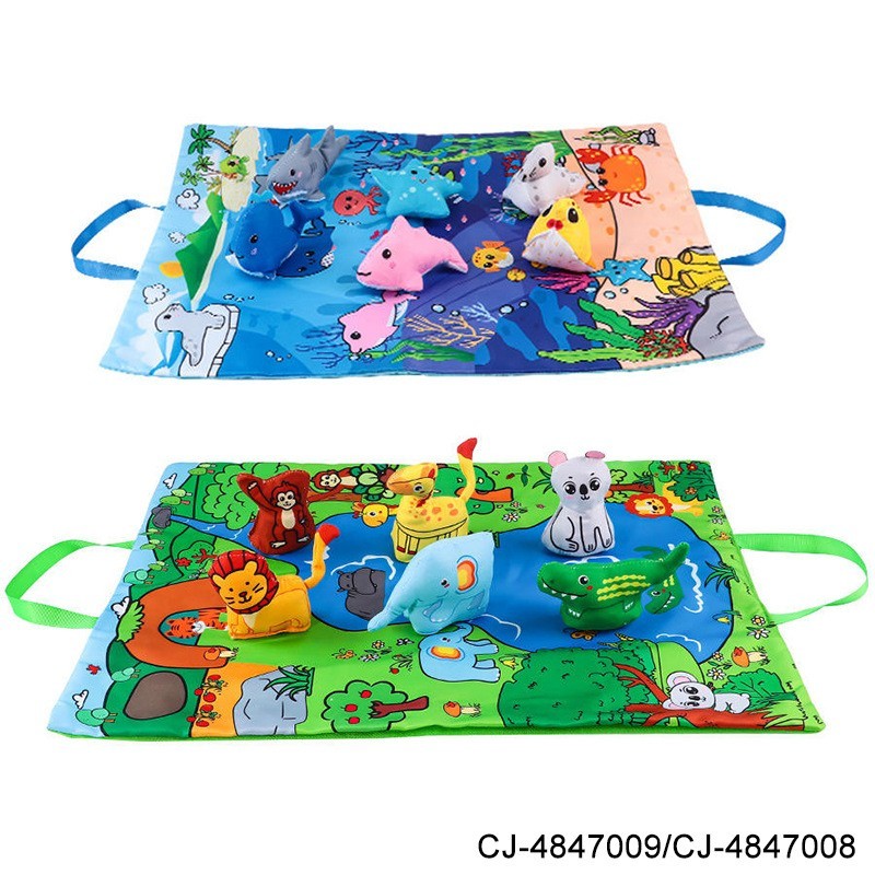 跨境宝宝游戏毯动物收纳垫立体布艺布书袋子爬行玩具益智早教玩具图3