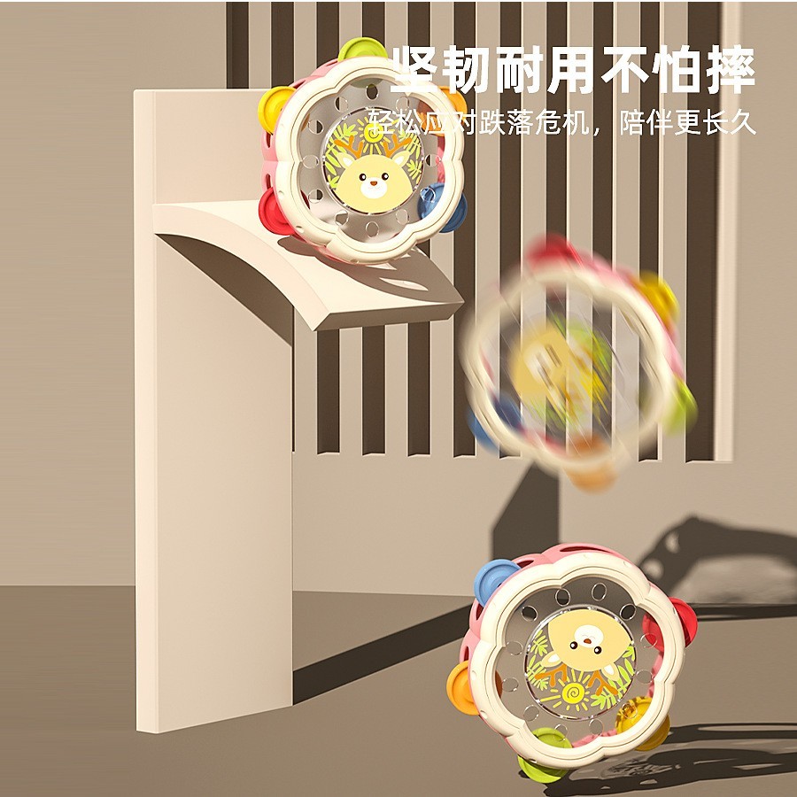 新品趣味手拍铃鼓0一2岁拍拍鼓摇铃益智早教儿童打击乐器婴儿玩具图2