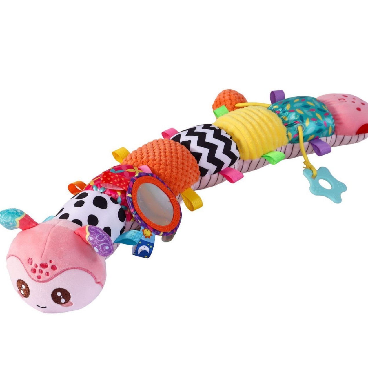 音乐响纸0-3岁毛毛虫拉绳抱偶安抚宝宝毛绒玩偶婴儿玩具图5