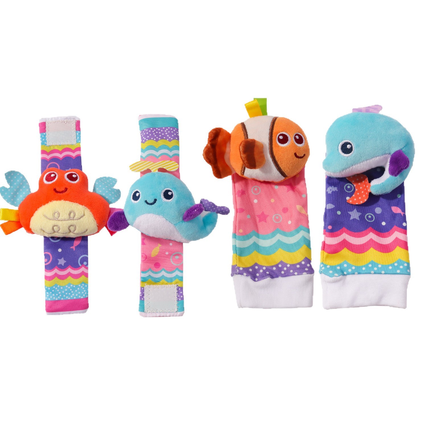 宝宝礼物海洋玩偶手腕袜套装手表带婴儿摇铃袜子玩具铃铛图5